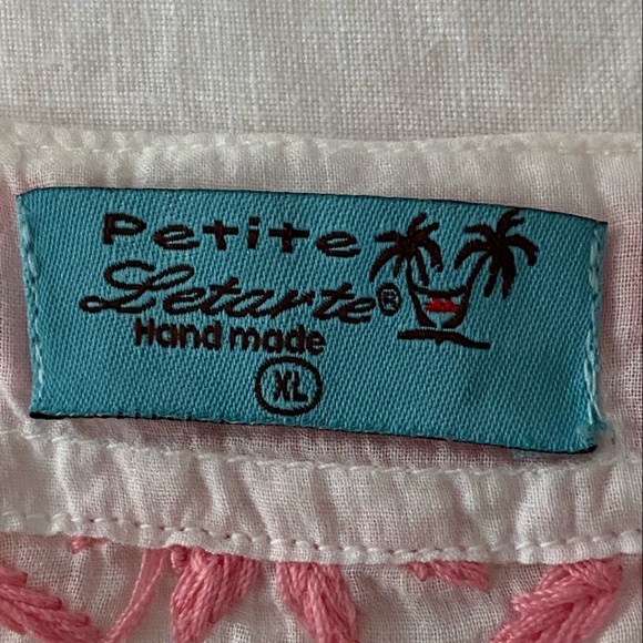 Original Letarte Maui HI Beach Coverup Pink White v-neck Embroidered XLP Floral - Picture 9 of 15